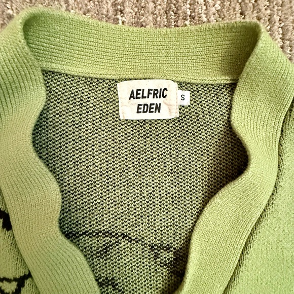 Aelfric Eden Dinosaur Cardigan Sweater Size Small Green - Picture 9 of 11